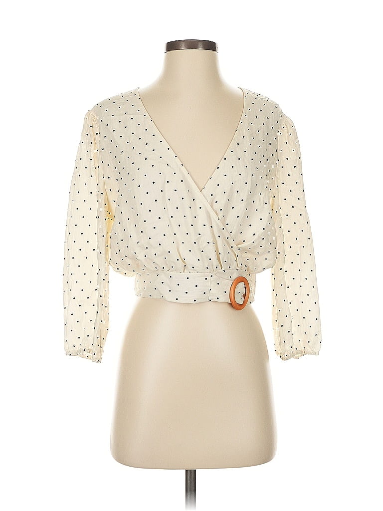 Pre-owned Blue Rain 3/4 Sleeve Blouse In White