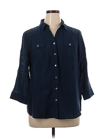 Roz & Ali 3/4 Sleeve Button-Down Shirt (view 1)