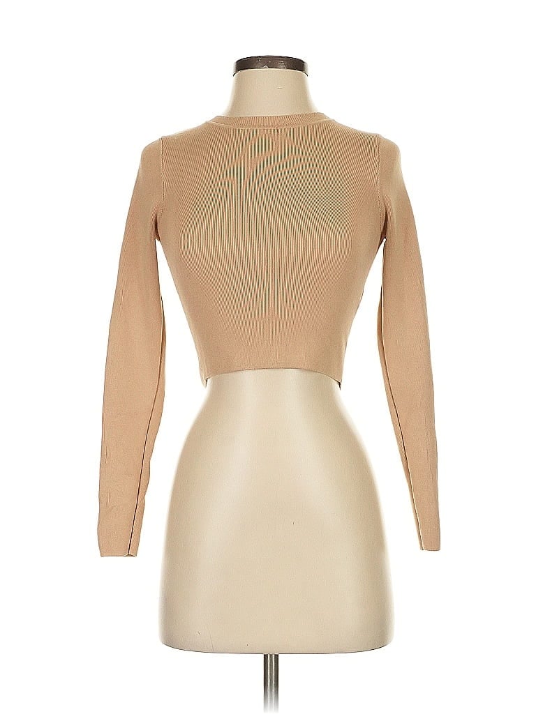 Pre-owned Zara Long Sleeve Top Tan Turtleneck Tops In Brown