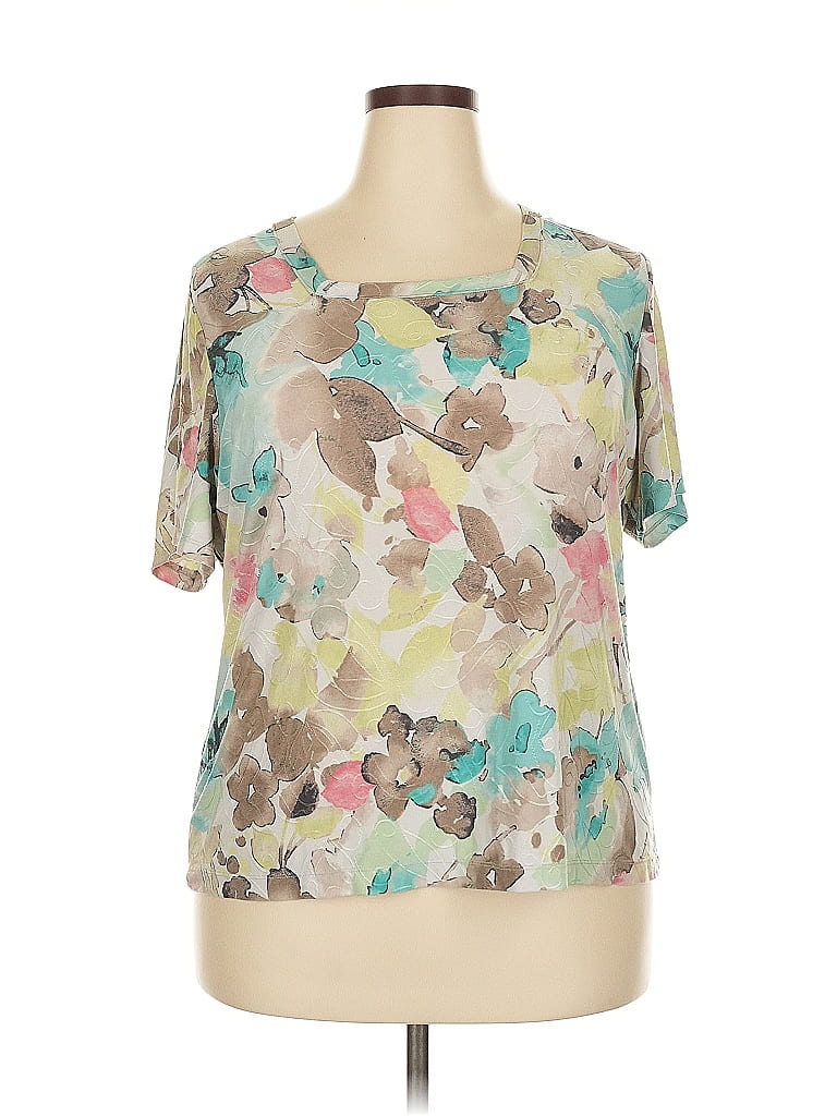 JM Collection Tan Short Sleeve Blouse Size 2X - photo 1