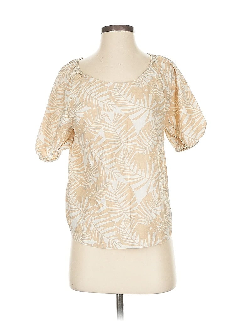 Pre-owned Ann Taylor Loft Short Sleeve Blouse In Gold