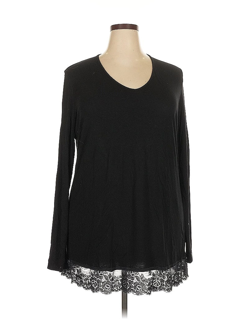 Pre-owned Marina Sport Long Sleeve Top Black Crew Neck Tops