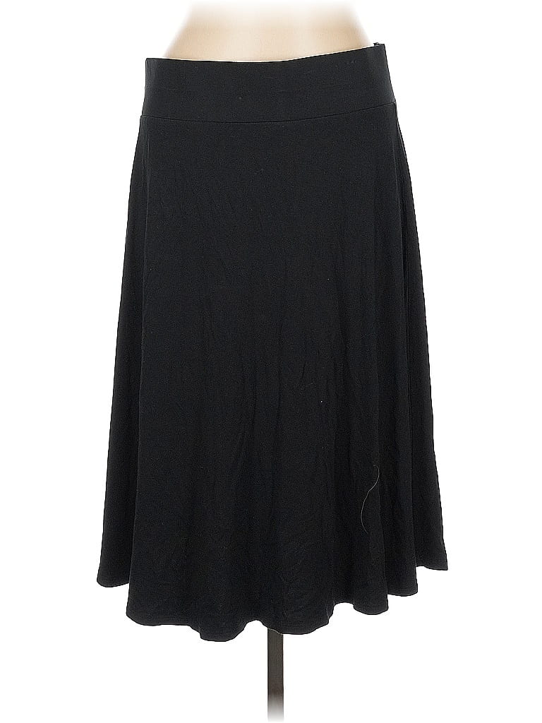 LOGO by Lori Goldstein Solid Black Casual Skirt Size L - photo 1