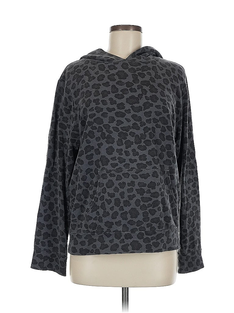 Monrow Animal Print Gray Pullover Hoodie Size M - photo 1