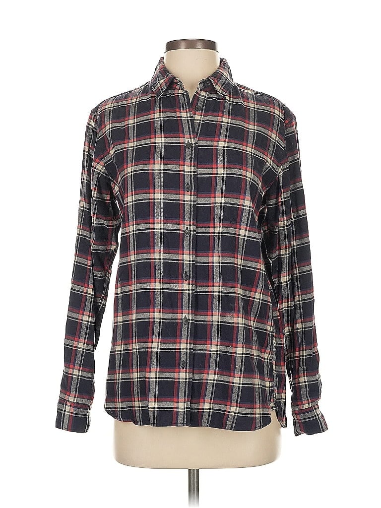 Pre-owned Uniqlo Long Sleeve Button Down Shirt In Burgundy