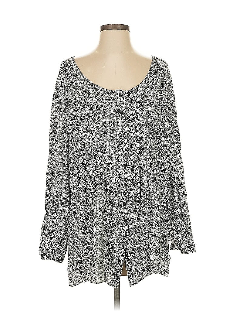 Avenue 100% Rayon Gray Long Sleeve Blouse Size 22 - photo 1