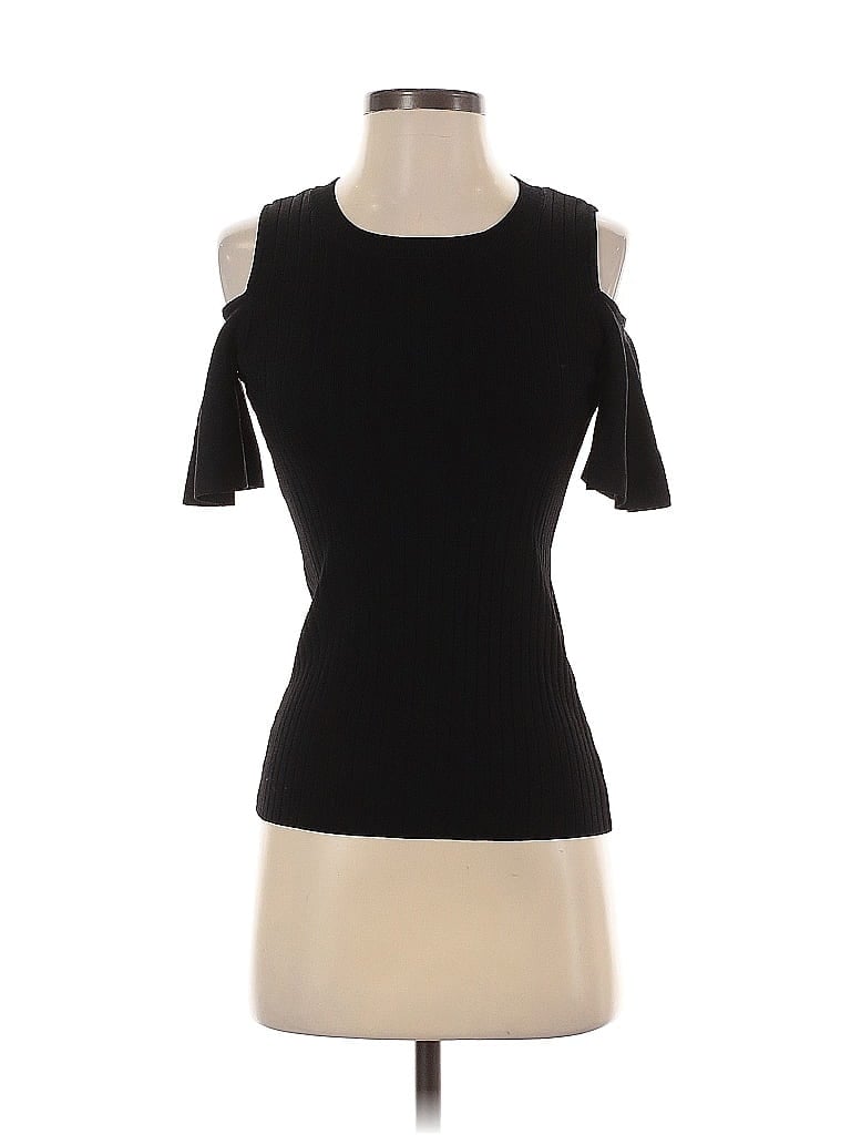 Pre-owned Calvin Klein Short Sleeve Top Black Cold Shoulder Neckline Tops