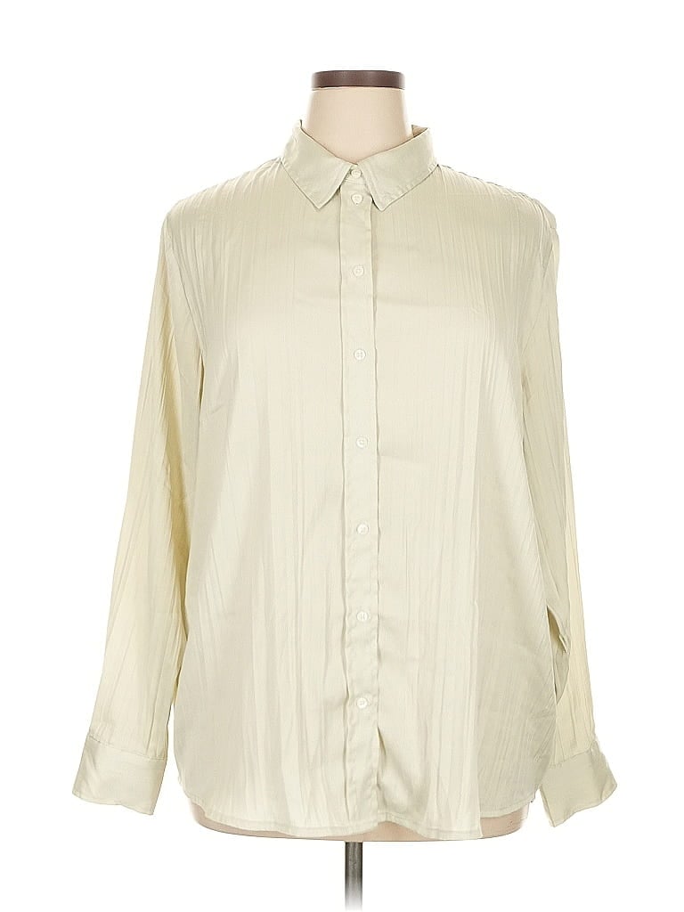 Pre-owned Gap Long Sleeve Blouse In White
