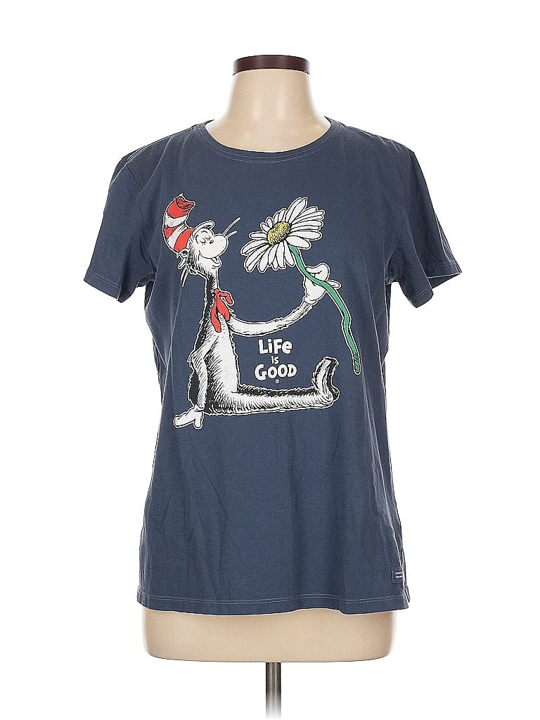 Life Is Good 100% Cotton Blue Short Sleeve T-Shirt Size L - photo 1