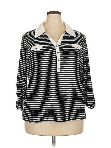 Karen Scott Sport 3/4 Sleeve Button-Down Shirt (view 1)