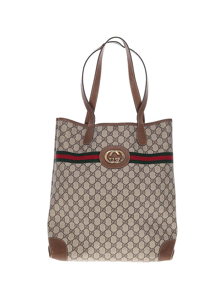Gucci 100% Coated Canvas Gray Tan GG Supreme Web Sherry Line Tote One size - photo 1