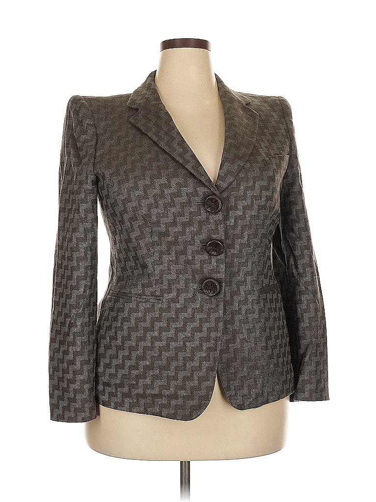 Giorgio Armani Houndstooth Graphic Gray Wool Blazer Size EU 50 / US 18-20 - photo 1