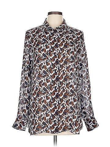 Theory Long Sleeve Silk Top (view 1)