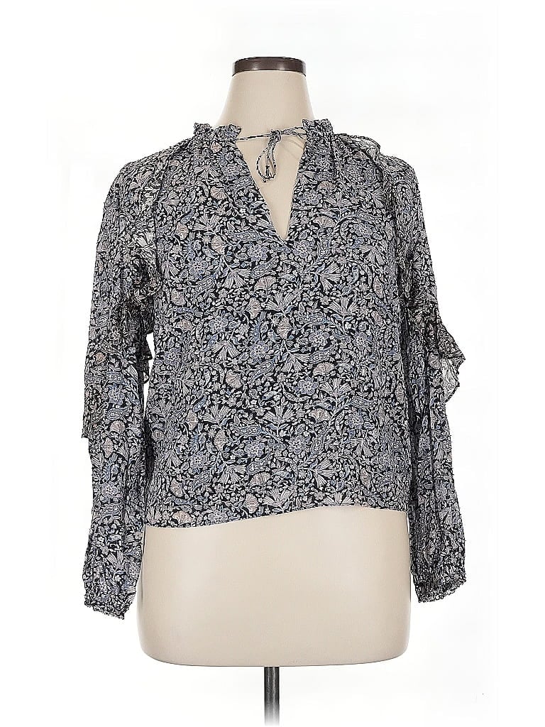 Pre-owned Intermix Long Sleeve Blouse In Blue