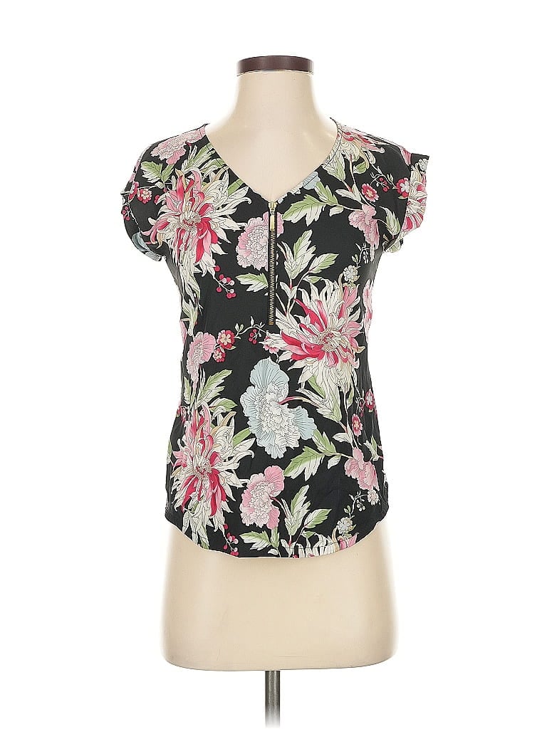 Pre-owned Express Short Sleeve Blouse In Black