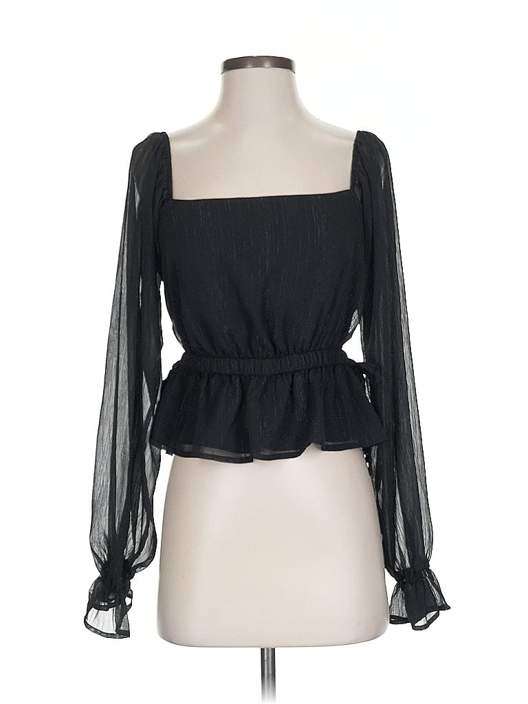 WAYF Black 3/4 Sleeve Blouse Size S - photo 1