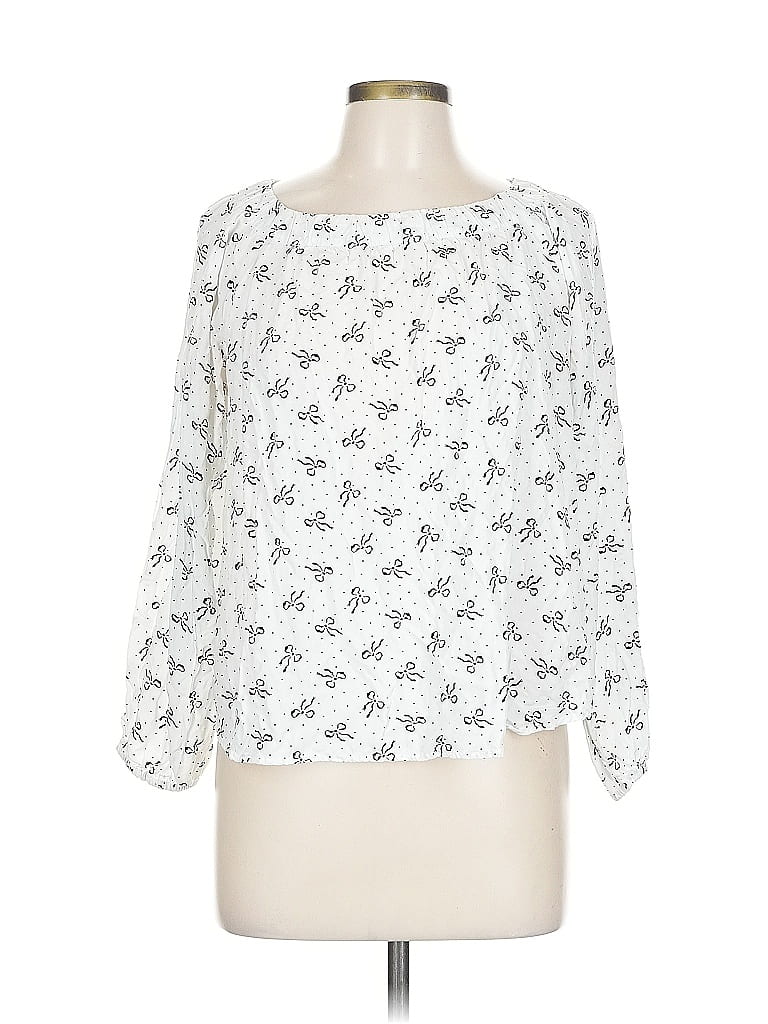 Pre-owned Ann Taylor Loft Outlet Long Sleeve Blouse In White