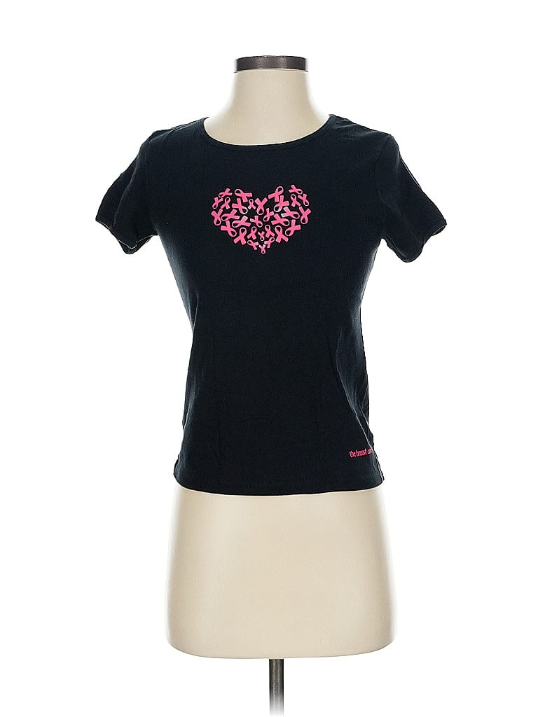 Hanes 100% Cotton Hearts Black Short Sleeve T-Shirt Size S - photo 1