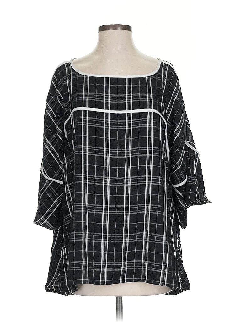 Pre-owned Calvin Klein 3/4 Sleeve Blouse In Black