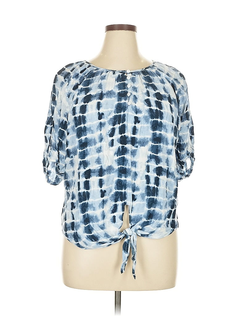 Karen Kane 100% Lurex Blue Short Sleeve Blouse Size XL - photo 1