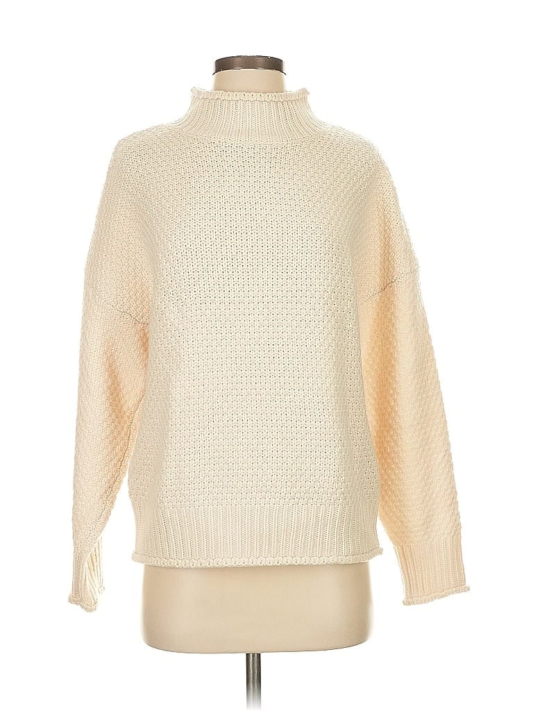 Pre-owned Zesica Turtleneck Sweater In White