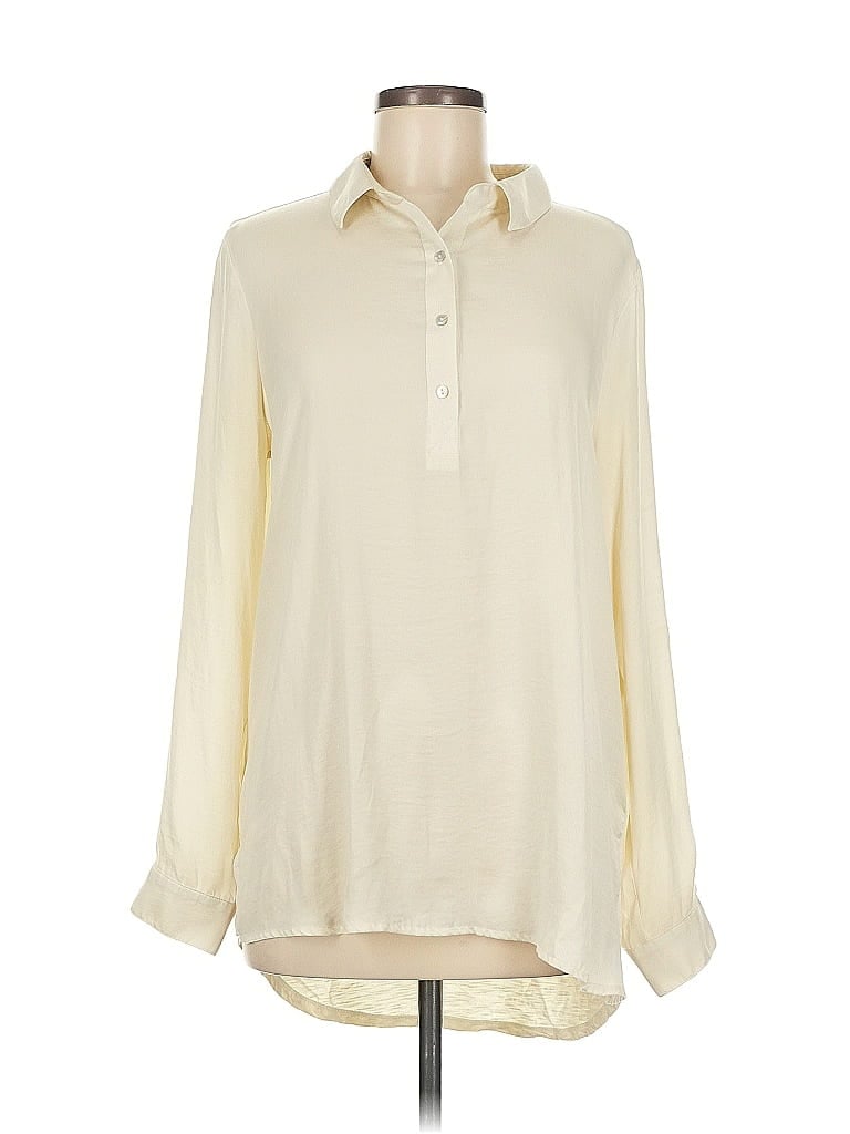 Left Coast by Dolan 100% Polyester Ivory Long Sleeve Blouse Size M - photo 1
