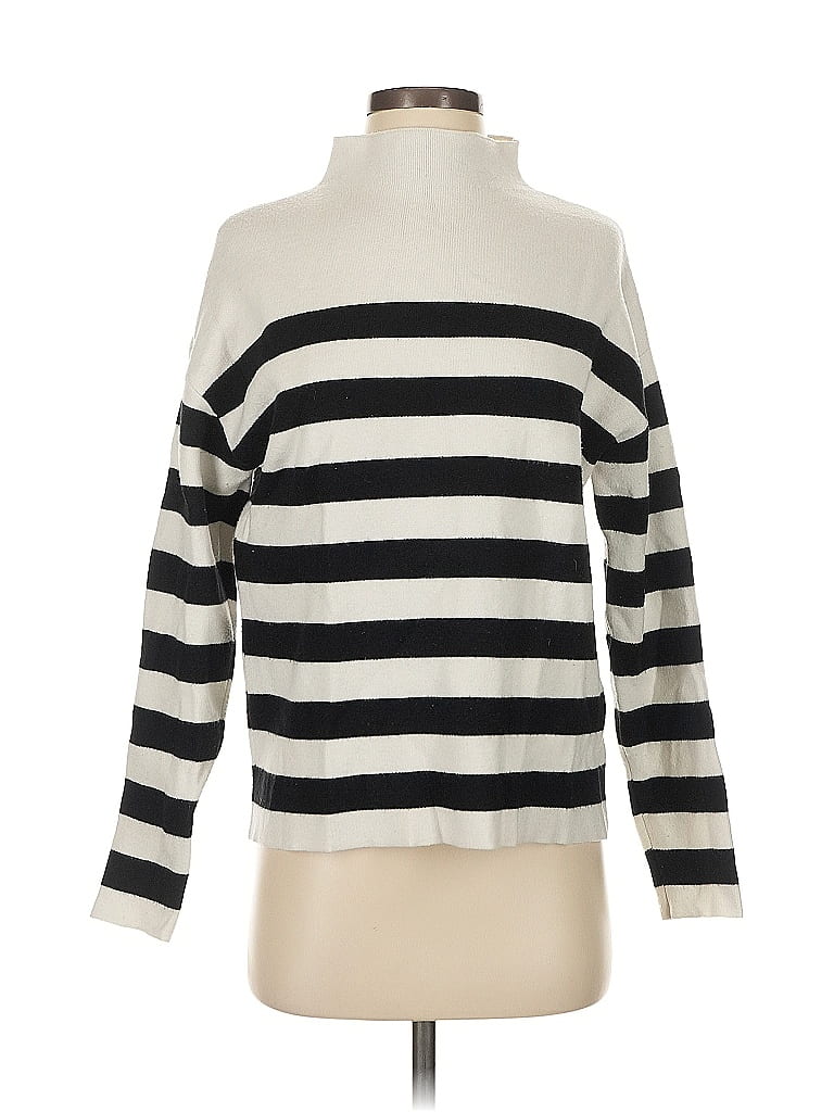 Pre-owned Nicole Miller Turtleneck Sweater In White