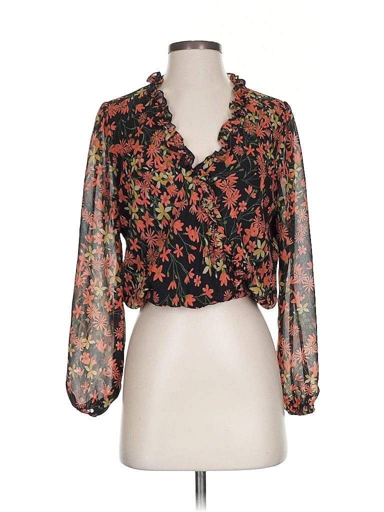 Pre-owned Lost + Wander 3/4 Sleeve Blouse In Black