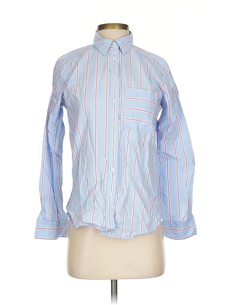 Pre-owned Ann Taylor Loft Long Sleeve Button Down Shirt In Blue