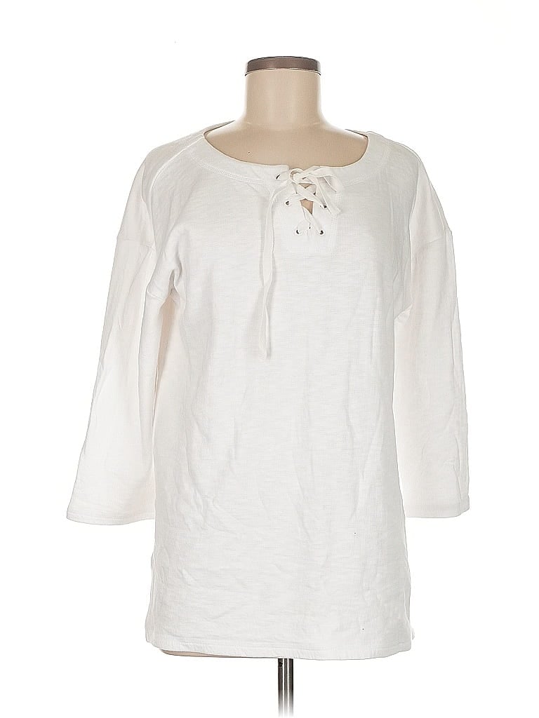 T by Talbots 100% Cotton White 3/4 Sleeve Top Size M - photo 1