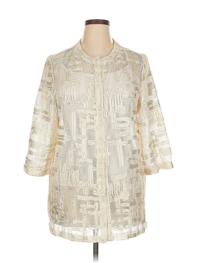 Travelers by Chico's 100% Polyester Ivory 3/4 Sleeve Blouse Size XL - photo 1