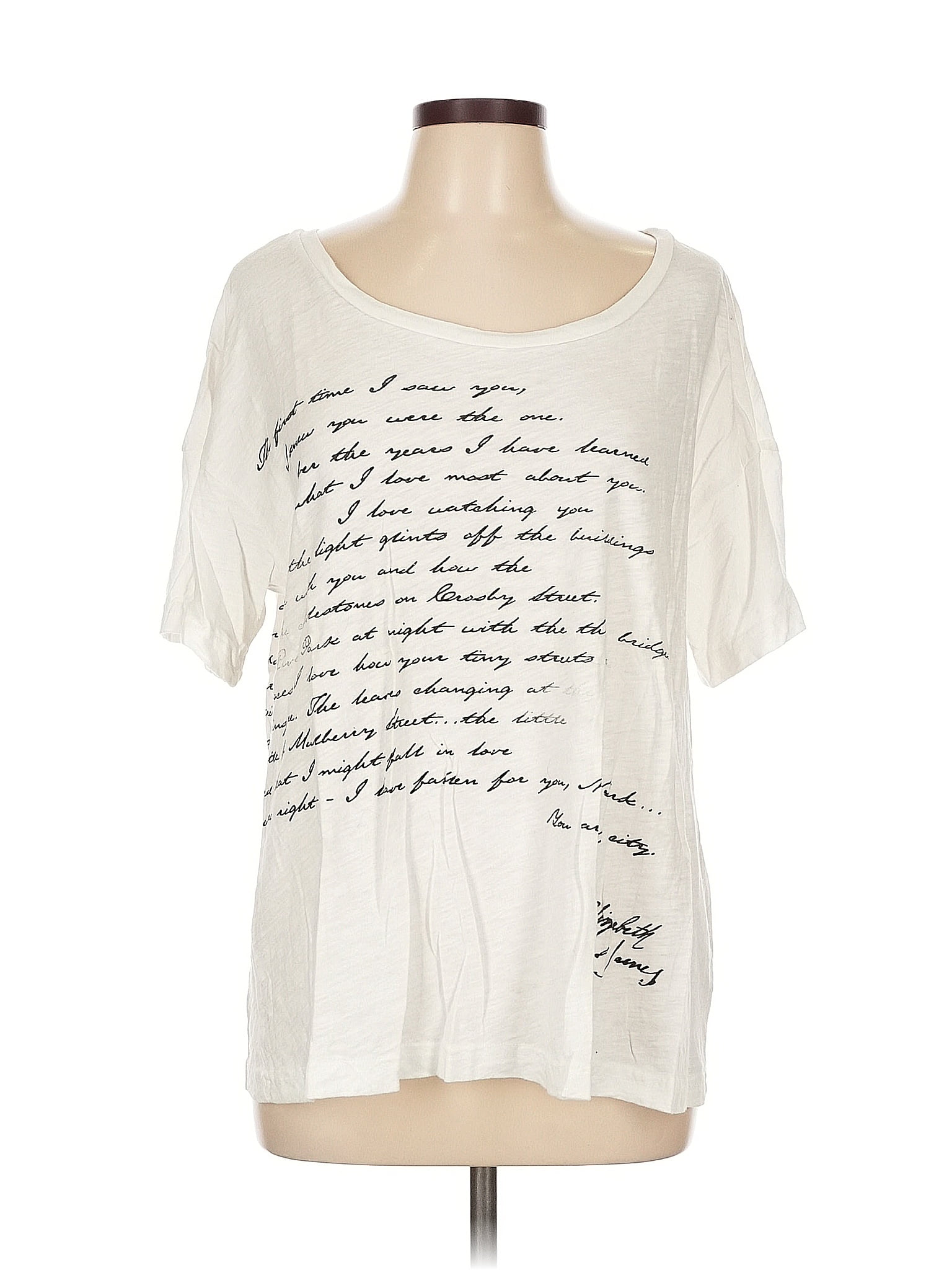 Elizabeth and James 100% Cotton Ivory Short Sleeve T-Shirt Size M