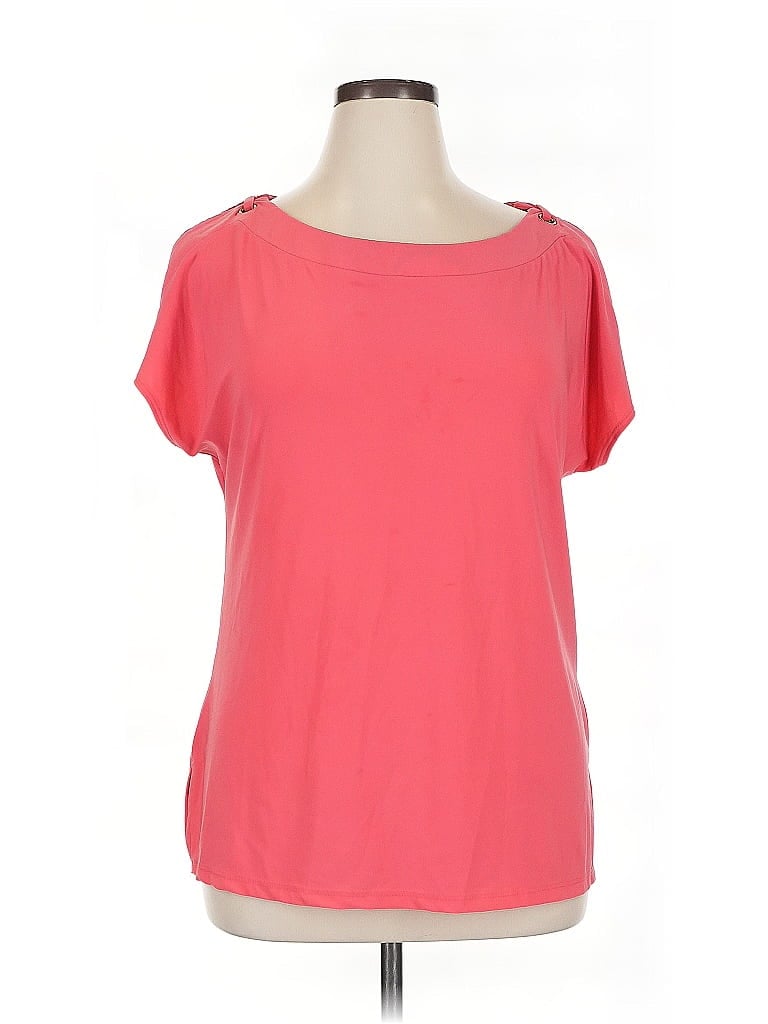 Pre-owned Perseption Concept Short Sleeve Top Pink Scoop Neck Tops