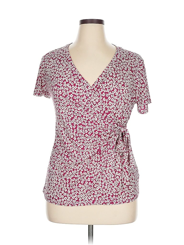 Pre-owned Gilli Short Sleeve Blouse In Burgundy
