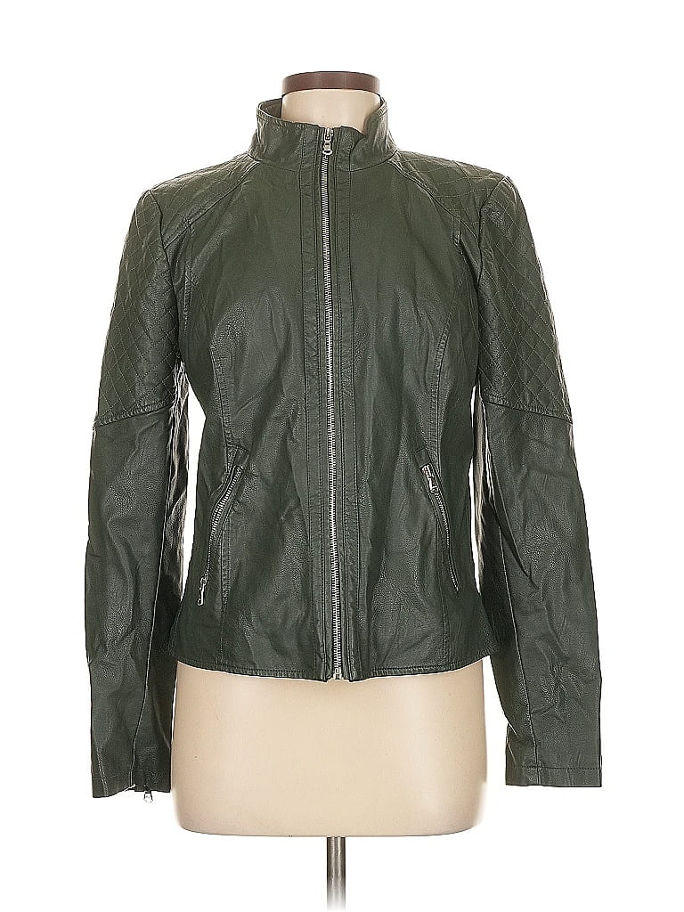Guess 100% Polyurethane Green Faux Leather Jacket Size M - photo 1