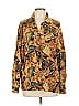 August Silk 100% Silk Print Brown Long Sleeve Silk Top Size L - photo 1
