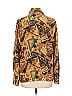 August Silk 100% Silk Print Brown Long Sleeve Silk Top Size L - photo 2