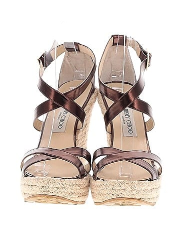 Jimmy Choo Leather Espadrille Wedges (view 2)
