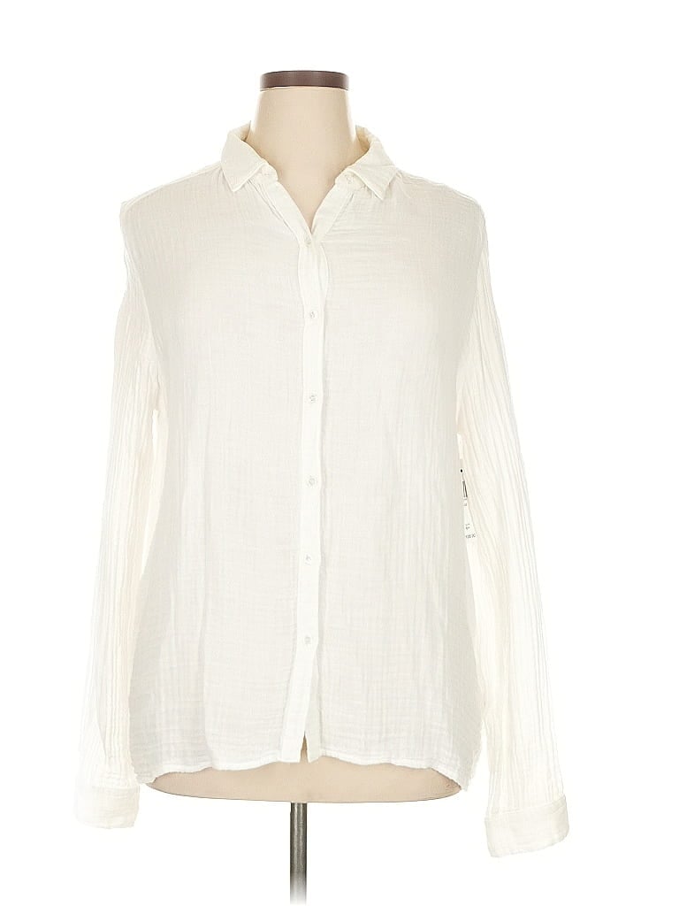 Three Dots Ivory Long Sleeve Blouse Size XL - photo 1
