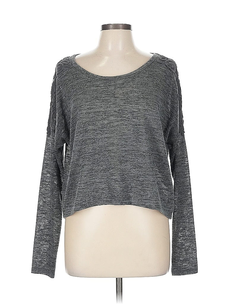 ABERCROMBIE & FITCH Pre-owned Long Sleeve Top Gray Scoop Neck Tops