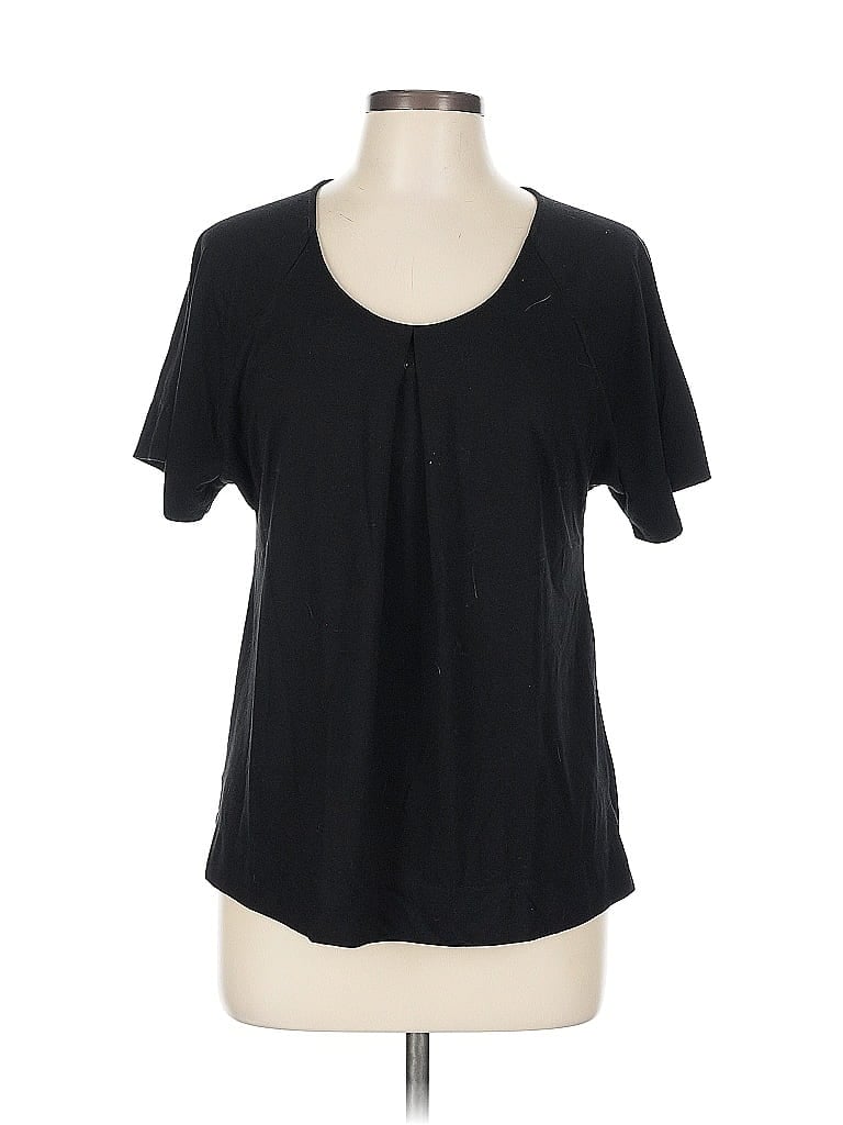 Pre-owned A.n.a. A New Approach Short Sleeve Top Black Scoop Neck Tops