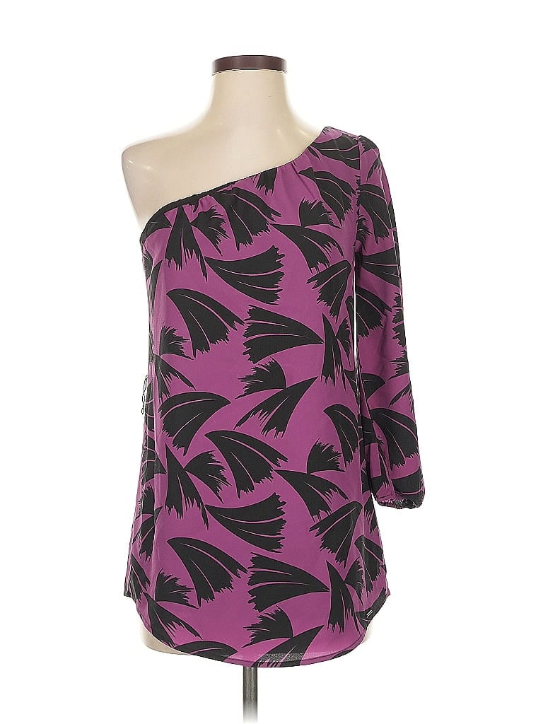 Pre-owned Guess 3/4 Sleeve Top Purple One Shoulder Neckline Tops