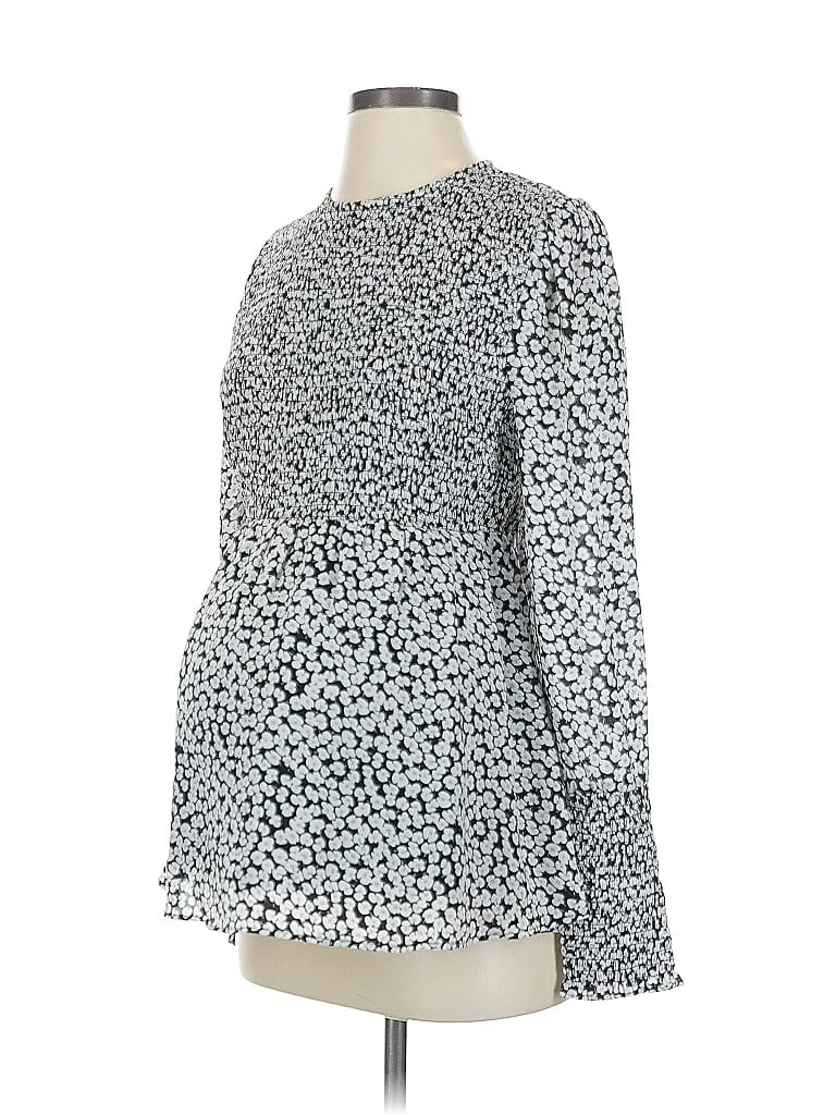 A Pea in the Pod 100% Recycled Polyester Gray Long Sleeve Blouse Size XS - photo 1