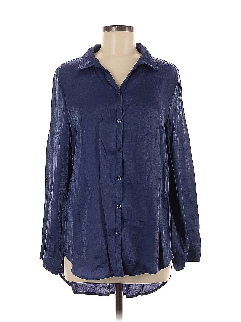 Pre-owned Chico's Long Sleeve Blouse In Blue