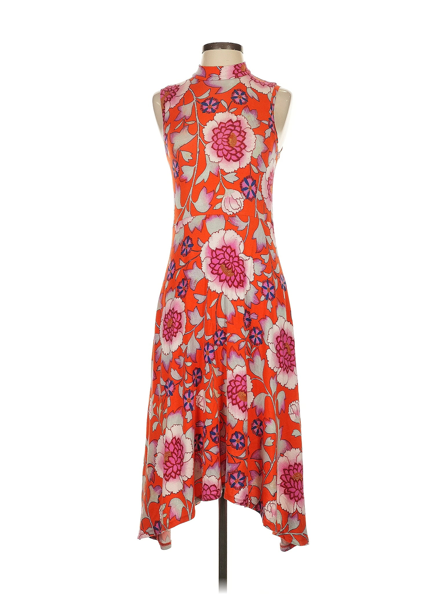 Maeve by Anthropologie 100% Rayon Paisley Orange Casual Dress Size XS