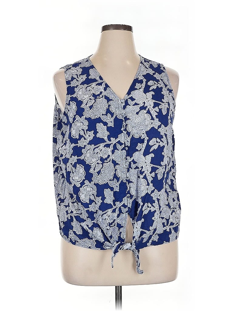 Pre-owned Cynthia Rowley Tjx Sleeveless Blouse In Blue