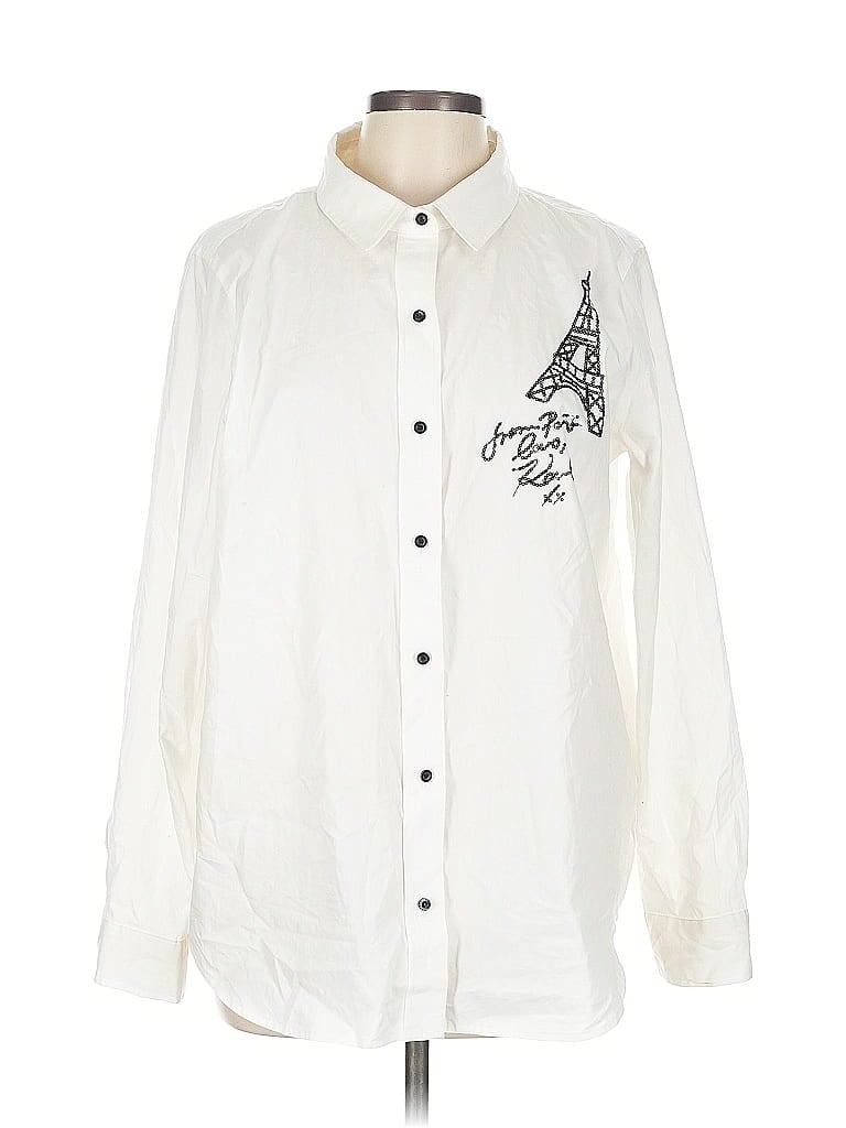 Pre-owned Karl Lagerfeld Long Sleeve Button Down Shirt In White
