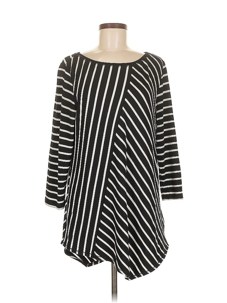 Ruby Rd. Stripes Black 3/4 Sleeve Top Size M - photo 1