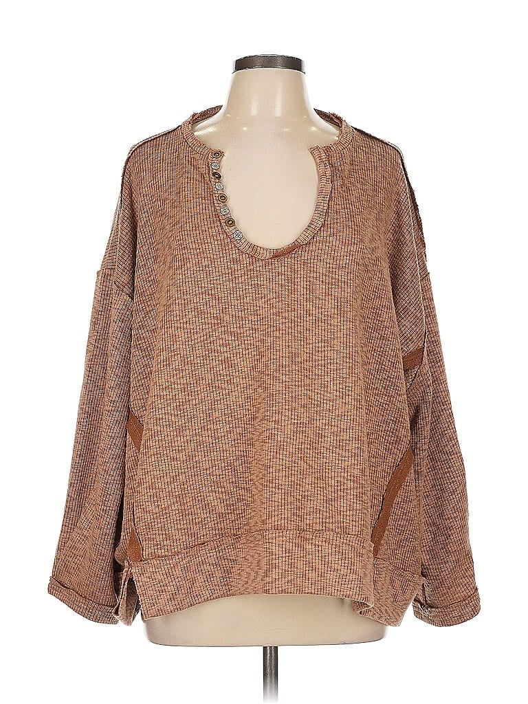 Pol Brown Pullover Sweater Size L - photo 1
