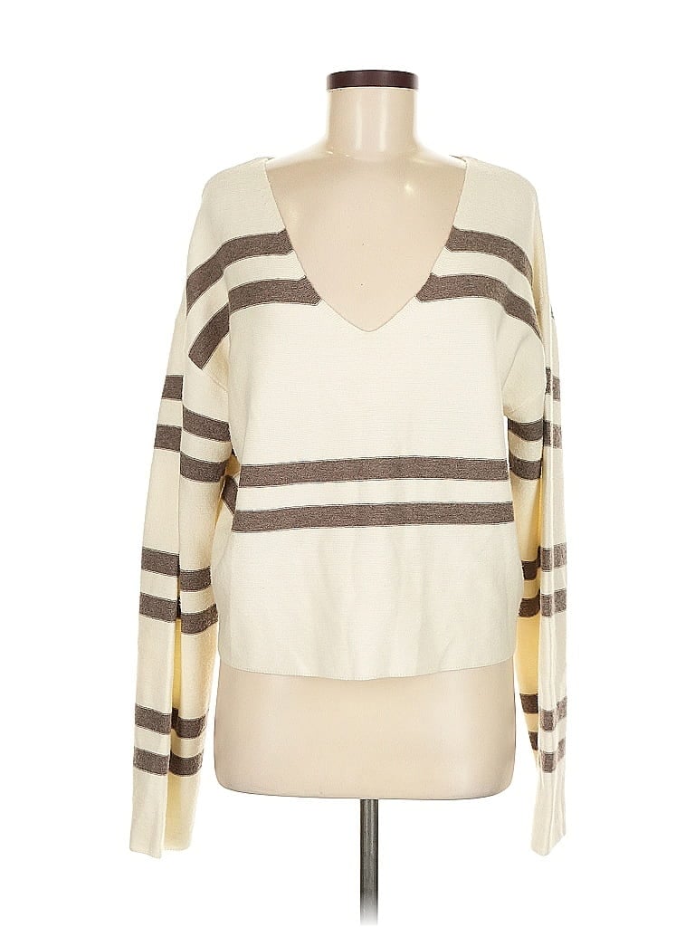 LNA Stripes Ivory Pullover Sweater Size M - photo 1